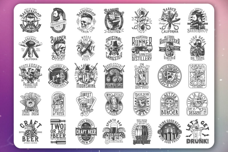 173 Editable B&W T-shirts BUNDLE