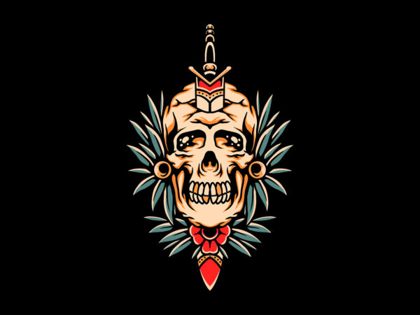 Skull and sword t shirt template vector