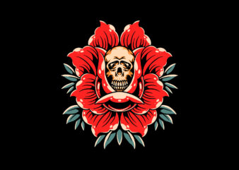 skull flower t shirt template vector