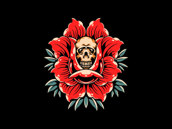 Skull flower t shirt template vector