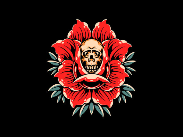 Skull flower t shirt template vector