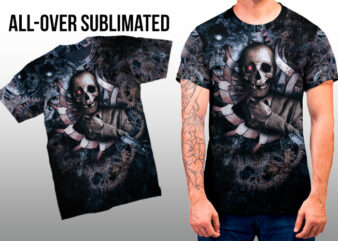 Skull Steampunk – Sublimated All-Over graphic t-shirt