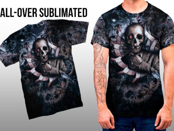 Skull steampunk – sublimated all-over graphic t-shirt