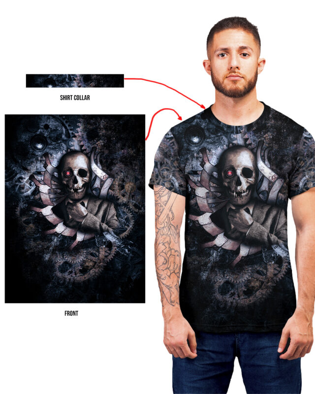 Skull Steampunk - Sublimated All-Over graphic t-shirt - Buy t-shirt designs