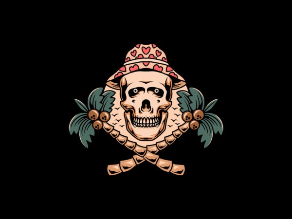 summer beach skull t shirt template vector