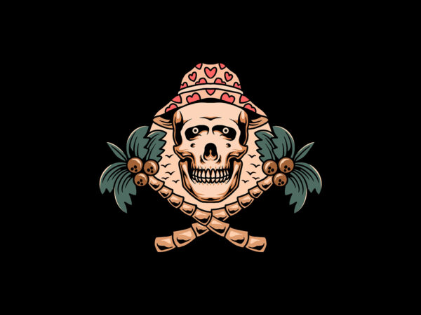 Summer beach skull t shirt template vector