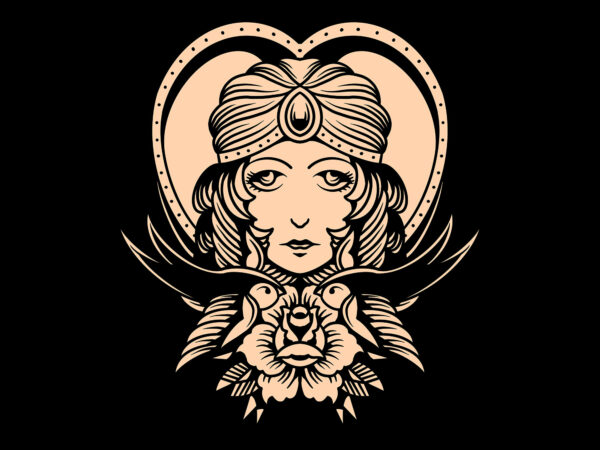 Swallow and girl t shirt template vector