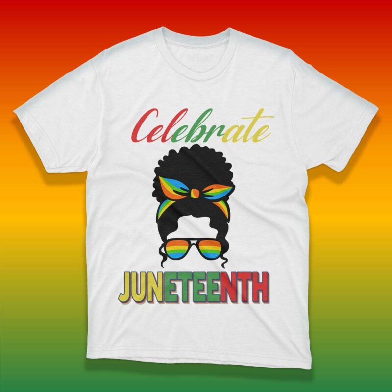 Juneteenth Celebrate Messy Bun Black Mom Clipart File, Juneteenth Tshirt Design