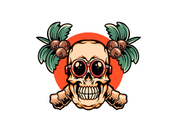 Tropical skull t shirt designs for sale