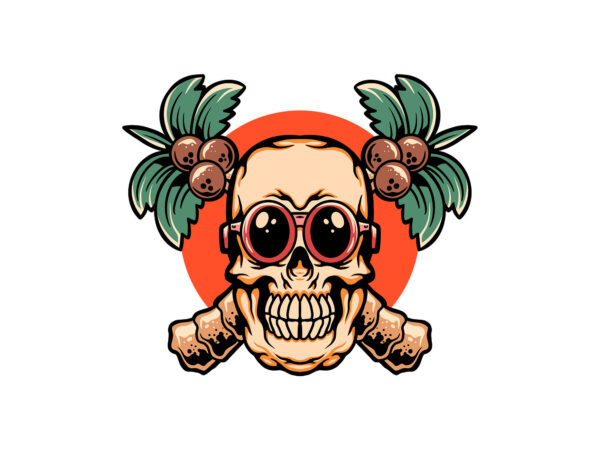 Tropical skull t shirt designs for sale