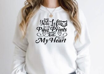 you left paw prints on my heart t shirt design template