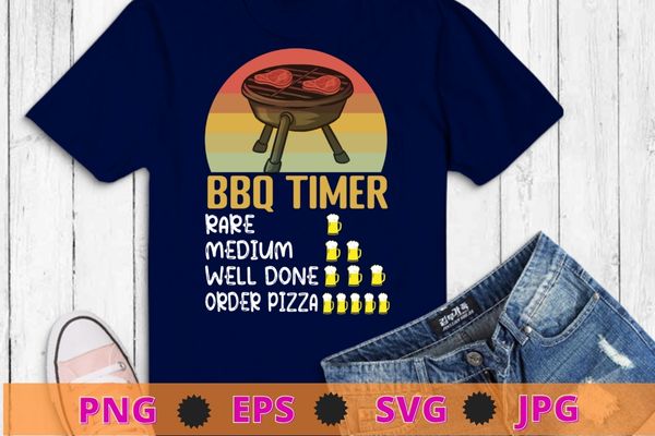 BBQ Smoker BBQ Timer Rare Pork Ribs Pulled Pork Brisket T-Shirt design svg, BBQ Smoker, BBQ Timer, Rare, Pork Ribs, Pulled, Pork Brisket, T-Shirt design png