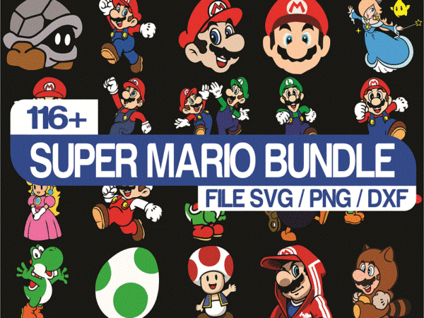 Https://svgpackages.com 120+ super mario svg png dxf bundle, super mario svg, super mario alphabet, peach princess, koopa troopa, goomba svg, super mario world svg 926322408 graphic t shirt