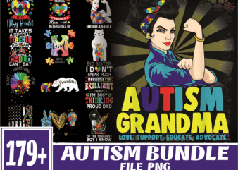 https://svgpackages.com Bundle 179+ Autism PNG, Autism Rainbow PNG, Peace Love autism, Autism Gift, Autism Awareness, Autism Heart, Puzzle Ribbon, Digital Download 936897611