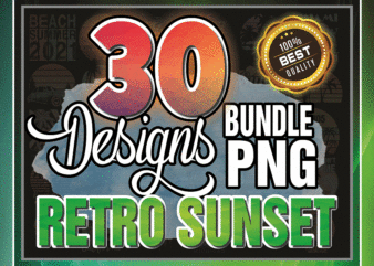 https://svgpackages.com 30 Designs Retro Sunset Png Bundle, Vintage Retro Sunset Beach Png, Retro 1980s 1990s Vaporwave Palm Trees, Retro Sunset Beach Lover Png 959658746