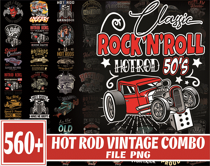 Combo 565 Hot Rod Vintage PNG Bundle, Classic Car Vintage Hot Rod, American Car, Old Vehicle PNG, Digital Download 1000436301