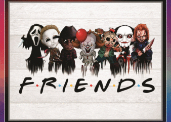 Friends Chibi Horror Characters PNG, Halloween Gift, Friends, Sublimated Printing, Instant Download, Png Printable,Digital Print Design 863386567
