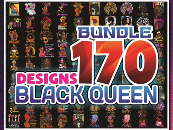 Https://svgpackages.com combo 170 black queen bundle png, afro woman clipart, black girl magic, birthday, afro lady, black melanin, commercial use, digital download 979478117 graphic t shirt