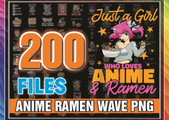 https://svgpackages.com 200 PNG Anime Ramen Wave Png Digital, Ramen Noodle, Japanese Png, Japanese Lover, Food Lover, Just A Girl Who Loves Anime And Ramen Png, 982330022 graphic t shirt