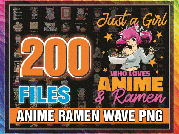 Https://svgpackages.com 200 png anime ramen wave png digital, ramen noodle, japanese png, japanese lover, food lover, just a girl who loves anime and ramen png, 982330022 graphic t shirt
