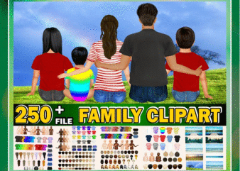 https://svgpackages.com 250+ Family Clipart, DIY Portrait, Custom Family Portrait, Sitting Family, Gift Ideas, Customizable, Parents Clipart, Sublimation Design 983454745