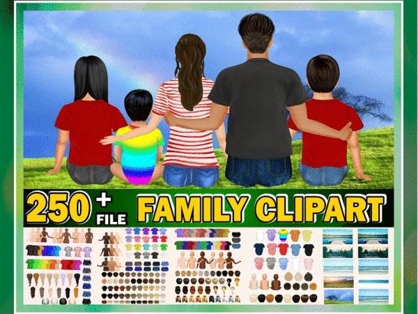 Https://svgpackages.com 250+ family clipart, diy portrait, custom family portrait, sitting family, gift ideas, customizable, parents clipart, sublimation design 983454745