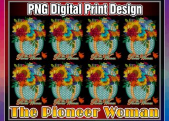 The Pioneer Woman, Sublimation design, PNG file 300 dpi for shirts mugs transfers, floral pumpkin, pattern, fall, Digital Download 1038904898