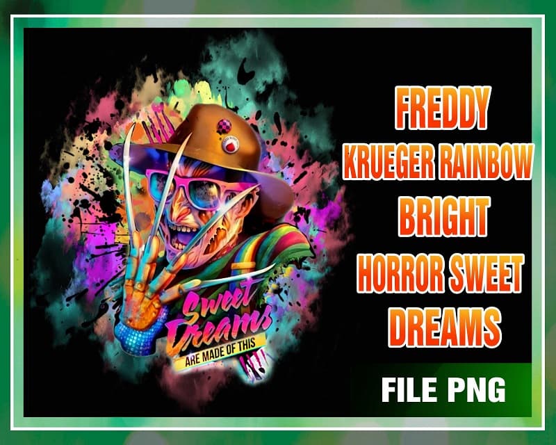 Freddy Krueger Rainbow Bright Horror Sweet Dreams png, Sublimation Design, Digital Download 1045754721