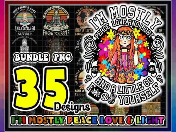 Https://svgpackages.com bundle 35 i’m mostly peace love and light png, yoga lover png, namaste png, yoga women png, vintage retro yoga girl, digital download 981577754 graphic t shirt