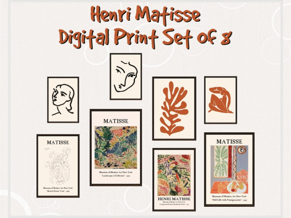 Henri matisse digital print set of 8 , printable exhibition poster , matisse poster , gallery wall art , matisse wall art ,exhibition poster 1069217362 graphic t shirt