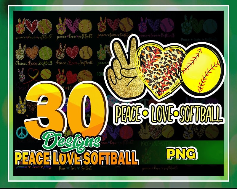 30 Designs Peace Love Softball Png, Peace Love Softball Mom, Softball Sublimation, Softball png, Png Files For Sublimation, Instant Download 985061496