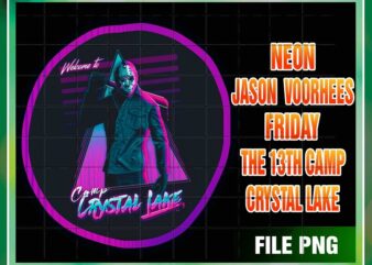 Neon Jason Voorhees Friday The 13th Camp Crystal Lake PNG, No physical product, Sublimation Design, Digital Download 1035011698