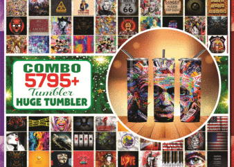 Combo Tumber 5795 Designs 20oz Skinny Straight & Tapered Bundle, Bundle Template for Sublimation, Full Tumbler, PNG Digital Download 1000796046