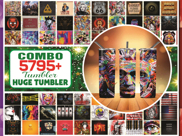 Combo tumber 5795 designs 20oz skinny straight & tapered bundle, bundle template for sublimation, full tumbler, png digital download 1000796046