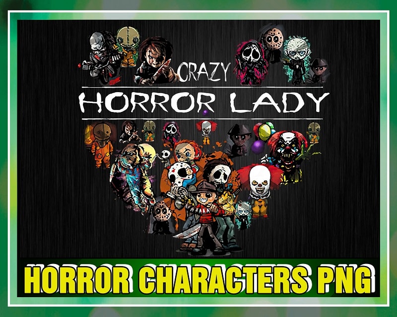 Horror Scary Characters Png, Crazy Horror Lady Png, Horror Movies Png, Horror Png Sublimation, PNG Printable, Digital File, Instant Download 1043427816