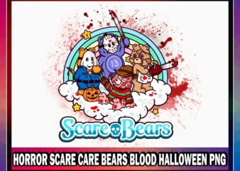 Horror Scare Care Bears Blood, Halloween png, Digital Design Sublimation, Digital download 1047891451