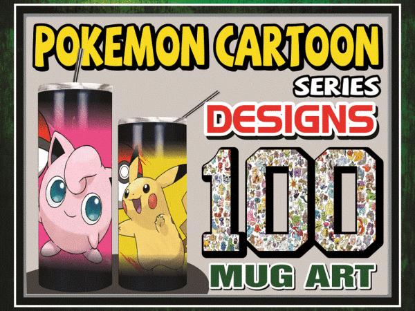 Combo 100 pokemon cartoon series mug art designs, 20oz skinny straight,template for sublimation,full tumbler, png digital download 1014533239