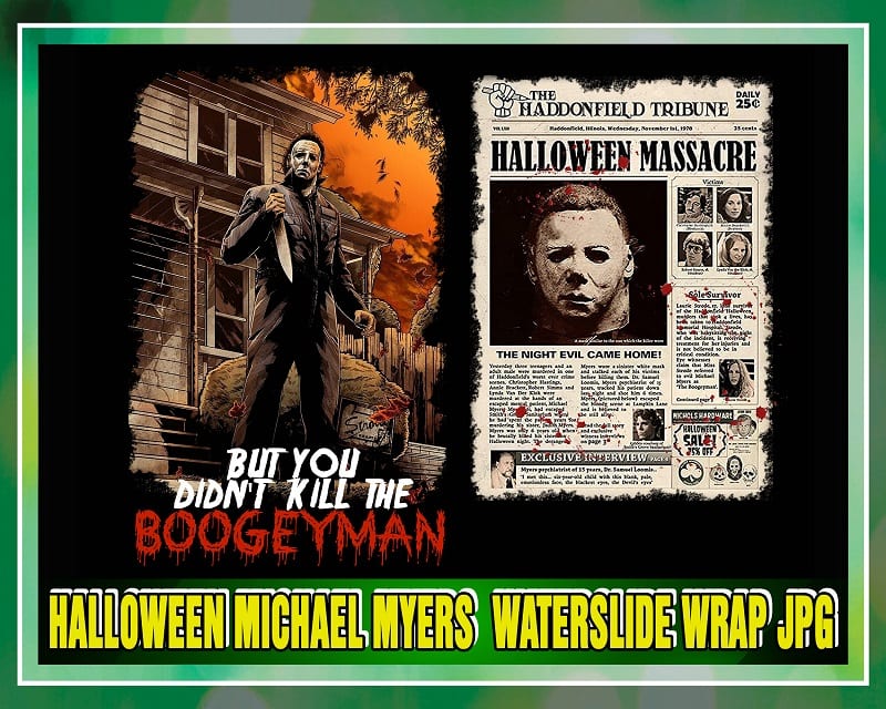 Halloween Michael Myers Waterslide Wrap JPG, Halloween Massacre, Horror Killer, Scary Character, Horror Halloween, Sublimation, digital file 1054124965