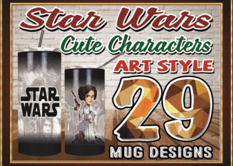 Combo 29 Star Wars Cute Characters Art Style, 20oz Skinny Straight,Template for Sublimation,Full Tumbler, PNG Digital Download 1014533239
