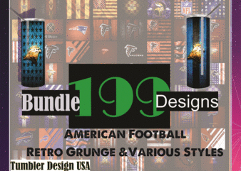 Combo 199 American Football Retro Grunge & Various Styles, 20oz Skinny Straight,Template for Sublimation,Full Tumbler, PNG Digital Download 1014533239