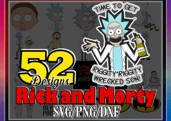 Bundle 52 Designs Rick And Morty, Rick And Morty Faces, Time To get Schwifty, Bundle svg, png, dxf, Cut FIles, Silhouette, Digital Download 1005023236