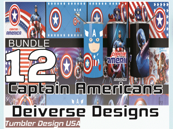 Combo 12 captain america diverse designs tumber, 20oz skinny straight,template for sublimation,full tumbler, png digital download 1014533239