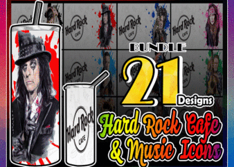Combo 21 Hard Rock Cafe & Music Icons Designs Tumber, 20oz Skinny Straight,Template for Sublimation,Full Tumbler, PNG Digital Download 1014533239