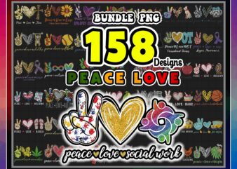 https://svgpackages.com Combo 158 Designs Peace Love PNG Buindle, Peace Love Png, Sublimation Png, Sublimation Png, Digital Download 995038282