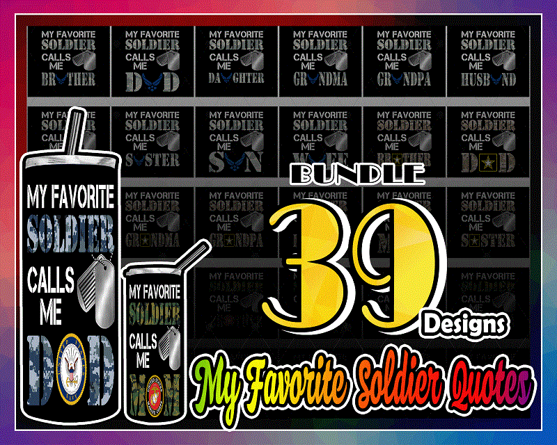 Combo 39 My Favorite Soldier Quotes Designs , 20oz Skinny Straight,Template for Sublimation,Full Tumbler, PNG Digital Download 1014533239