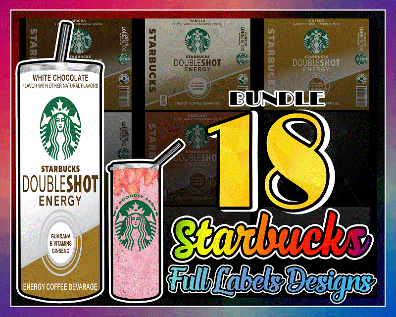 Combo 18 Starbucks Full Labels Designs , 20oz Skinny Straight,Template for Sublimation,Full Tumbler, PNG Digital Download 1014533239