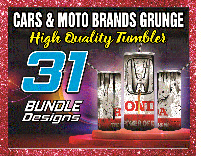 31 Cars & Moto Brands Grunge Design , 20oz Skinny Straight, Template For Sublimation, Digital Download, Tumbler Digital, Digital File 1014591399