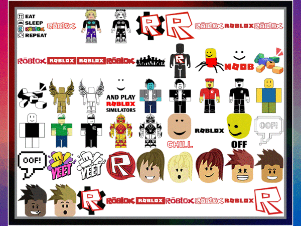 54 designs roblox vectors bundle, roblox svg, png, dxf, roblox face svg, roblox svg cut files, silhouette, roblox clipart, digital download 1005071474