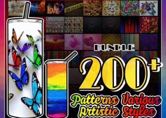 Combo 200 patterns various artistic styles designs , 20oz skinny straight,template for sublimation,full tumbler, png digital download 1014533239