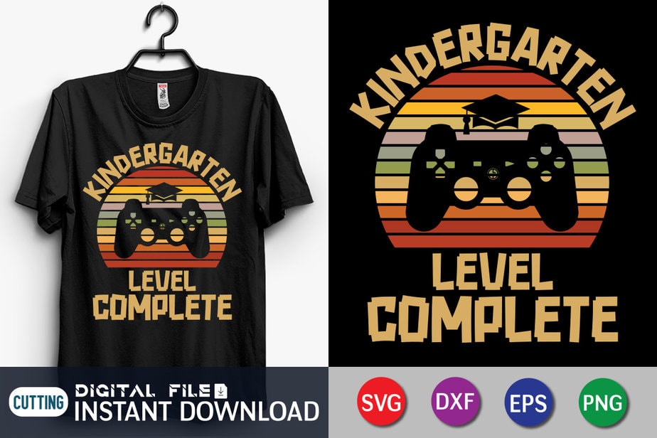 Kindergarten Level Complete vintage t shirt vector illustration - Buy t